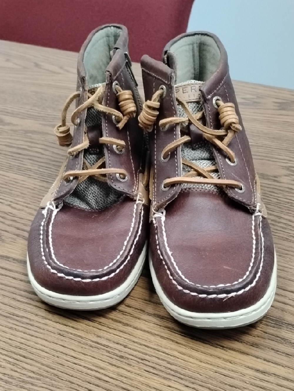 Sperry Top-Sider Hi-Top Brown Leather Casual Moc Toe Boat Shoes w/Zip, Sz 10 - Picture 3 of 11